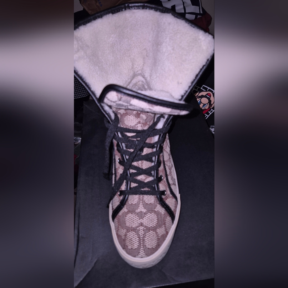 Coach Brown and Cream High-Top Sneakers - Picture 6 of 6